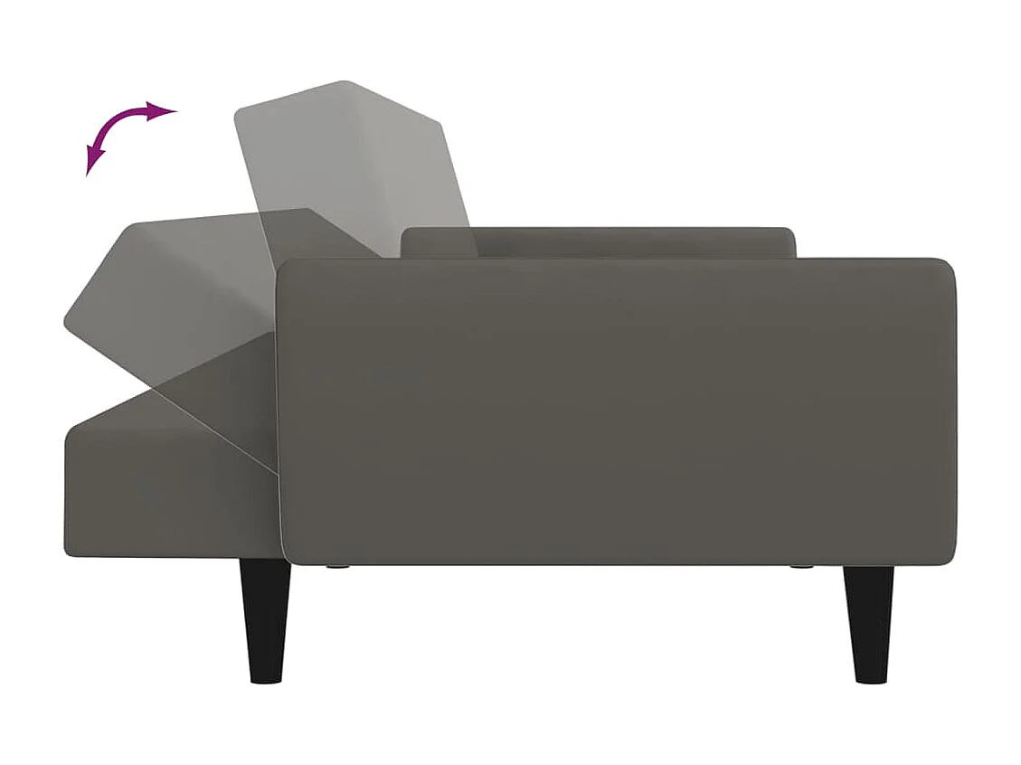 Canapé-lit à 2 places gris foncé velours