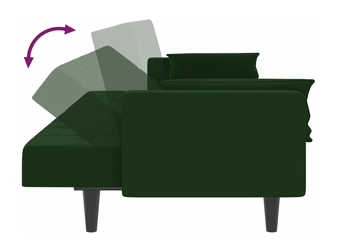 Slaapbank 2-zits met 2 kussens fluweel donkergroen