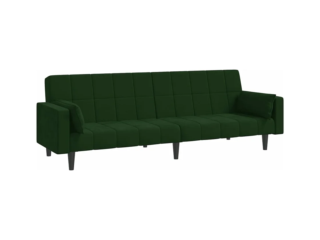 Canapé-lit à 2 places avec deux oreillers Vert foncé Velours