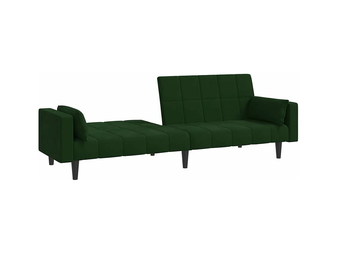 Canapé-lit à 2 places avec deux oreillers Vert foncé Velours