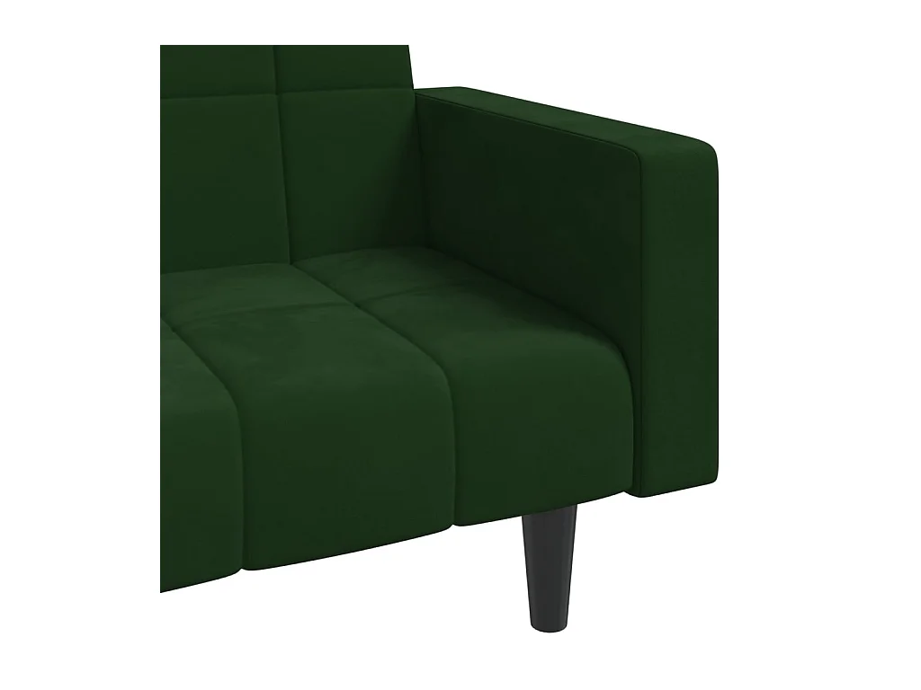 Canapé-lit à 2 places avec deux oreillers Vert foncé Velours