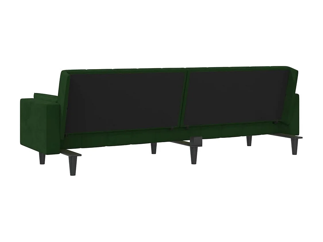 Canapé-lit à 2 places avec deux oreillers Vert foncé Velours