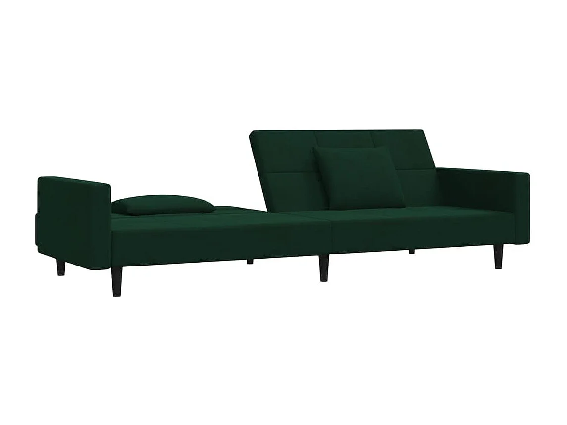 Canapé-lit à 2 places avec deux oreillers Vert foncé Velours