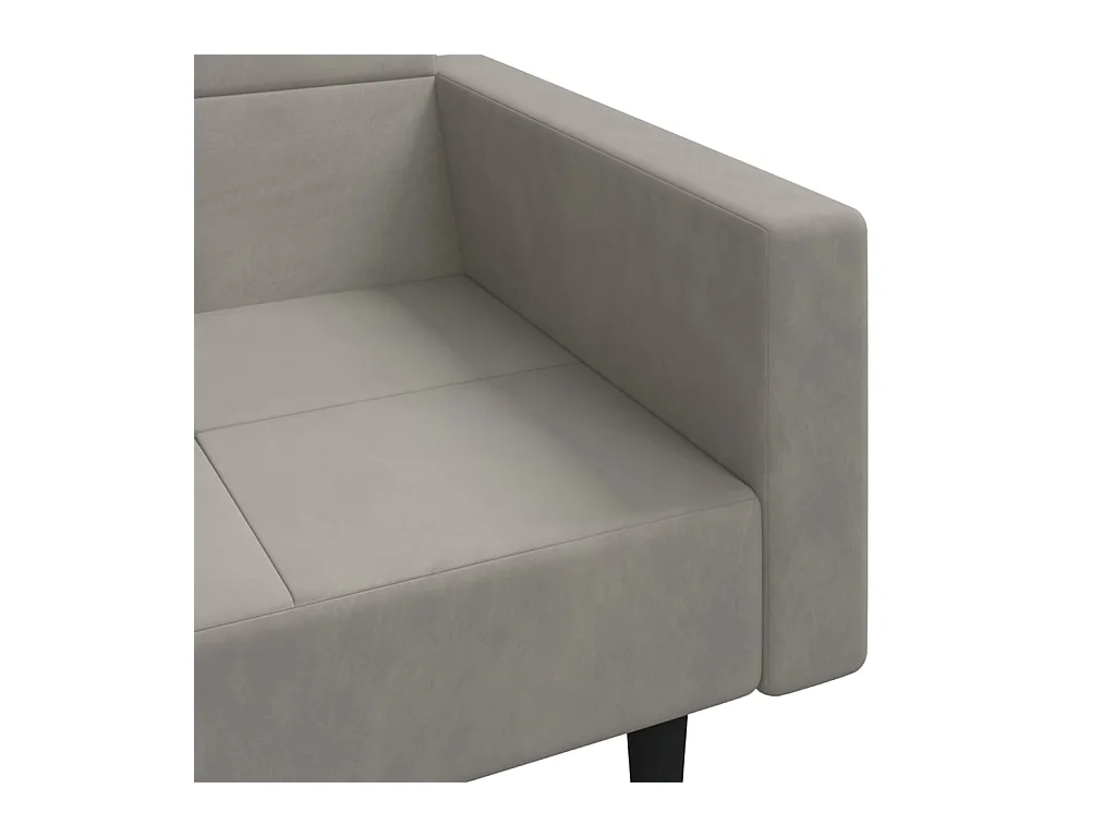 Canapé-lit à 2 places avec deux oreillers Gris clair Velours