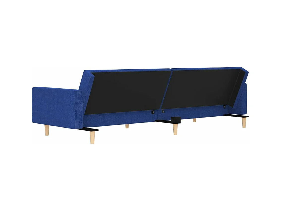 Canapé-lit à 2 places avec deux oreillers bleu tissu