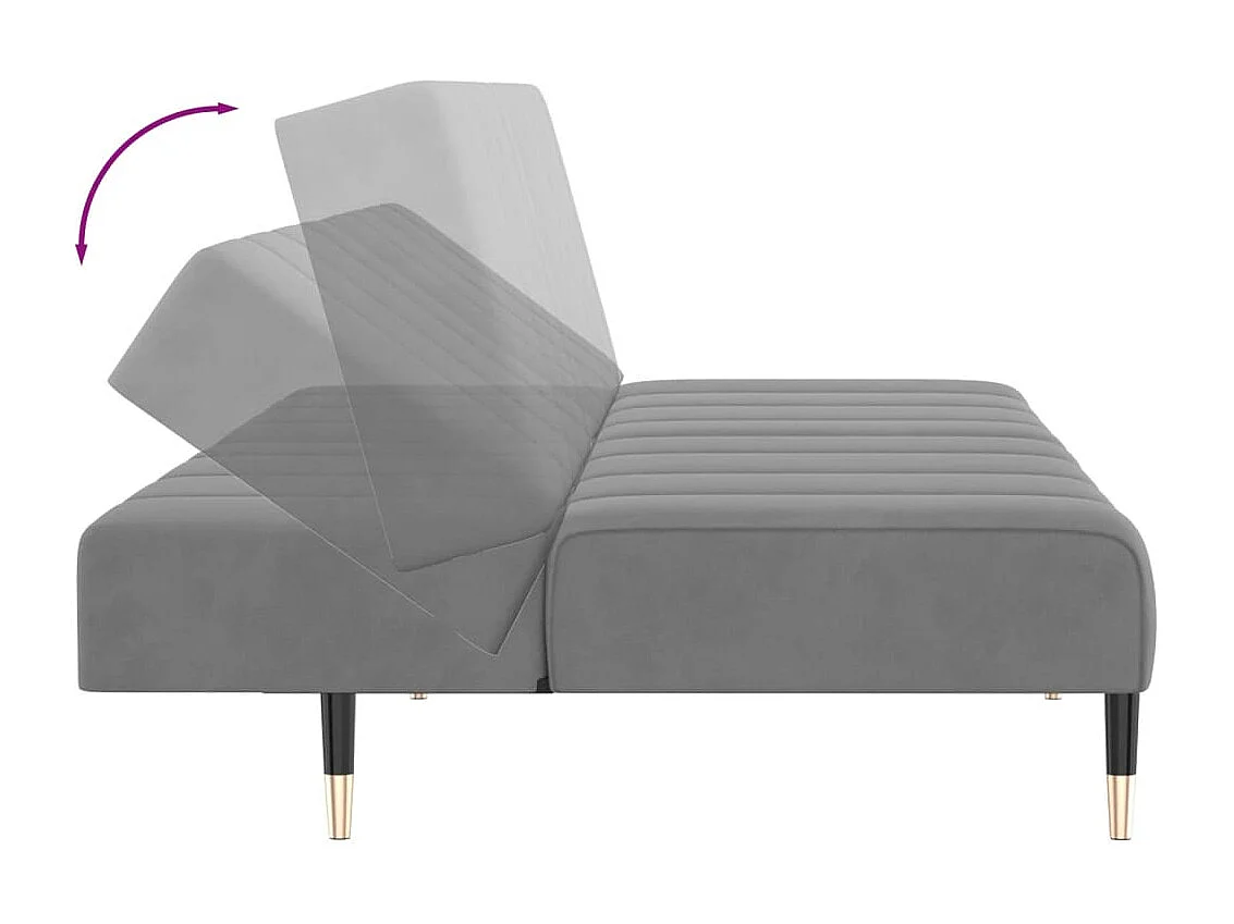 Sofá cama de 2 plazas terciopelo gris claro