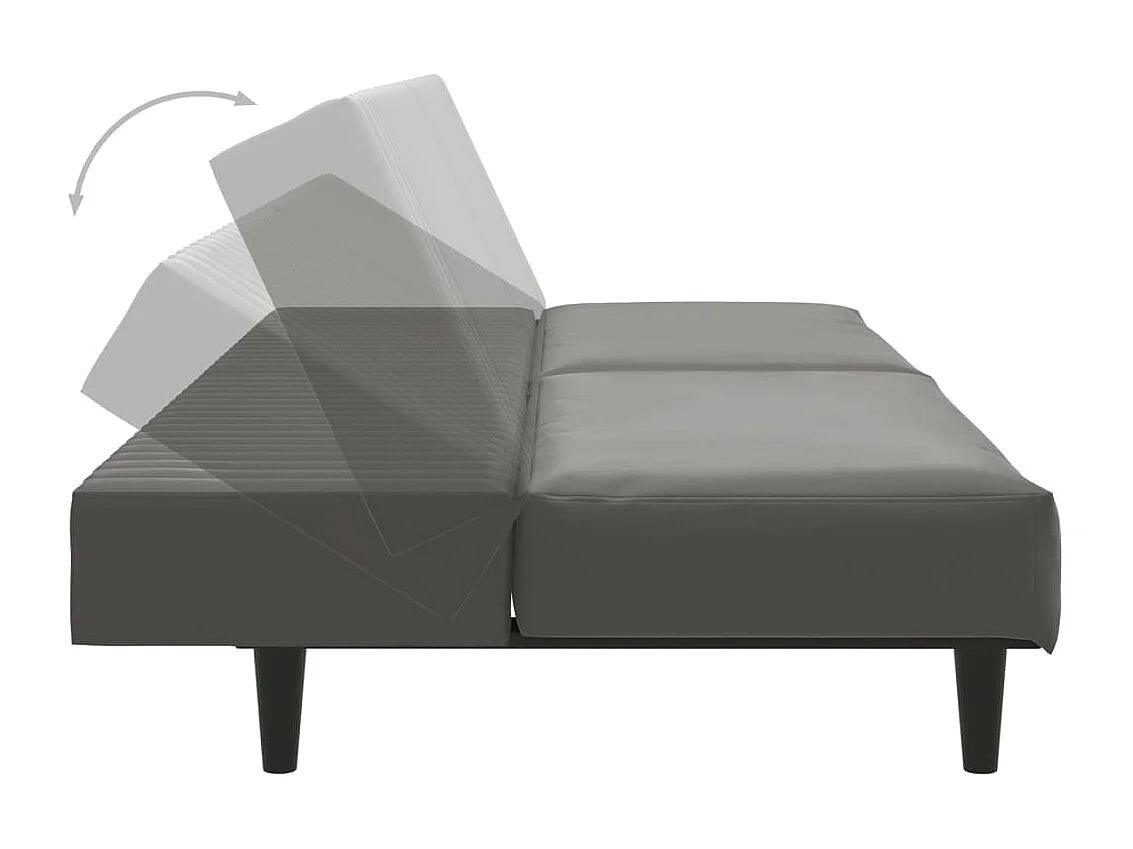 Canapé-lit 2 places gris similicuir