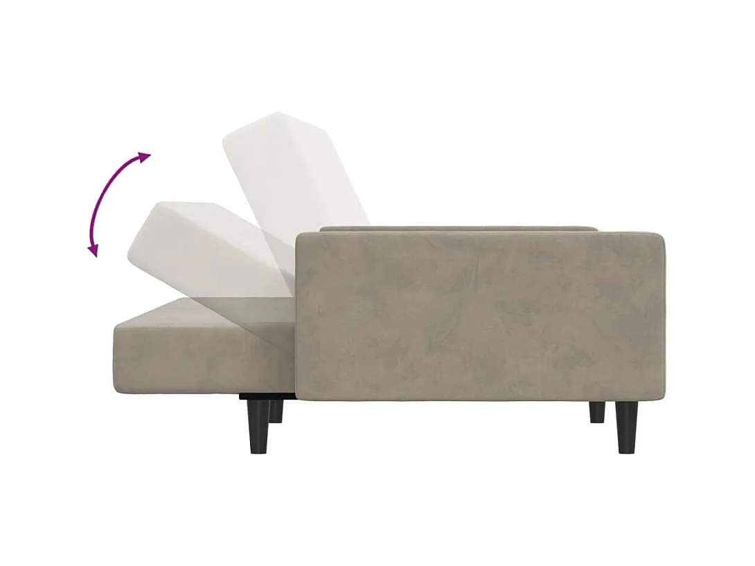 Canapé-lit à 2 places gris clair velours