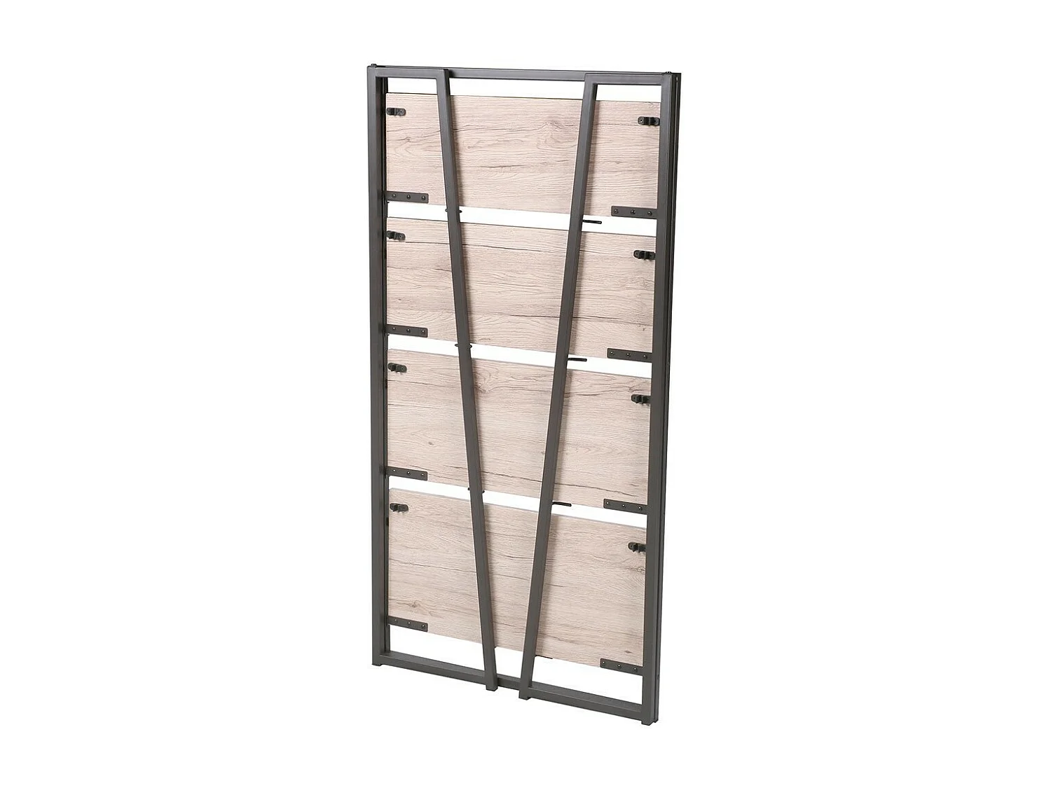 Présentoir pliable 4 niveaux DARYL – Style industriel – Chêne et noir