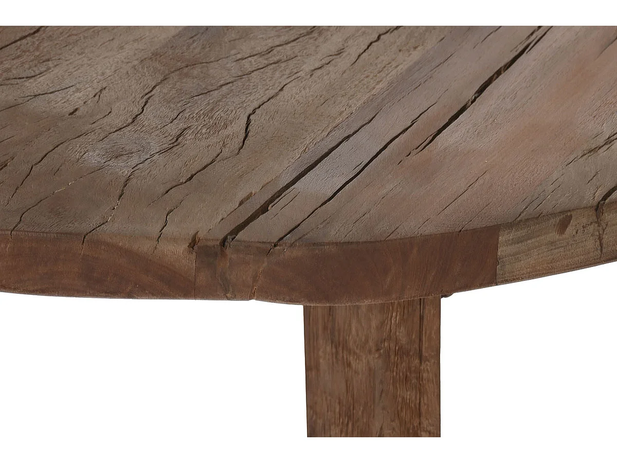 Table basse, table de salon ronde en bois recyclé coloris marron - diamètre 90 x Hauteur 35 cm