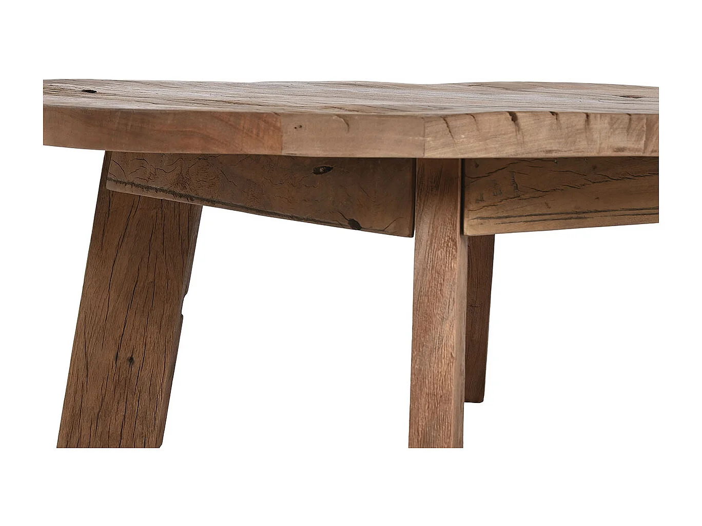 Table basse, table de salon ronde en bois recyclé coloris marron - diamètre 90 x Hauteur 35 cm