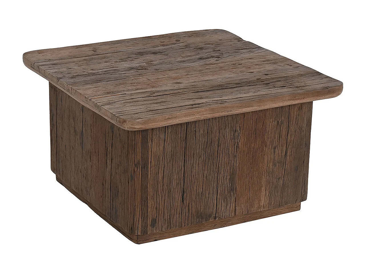 Table basse, table de salon en bois recyclé coloris marron - longueur 70 x profondeur 70 x Hauteur 39 cm