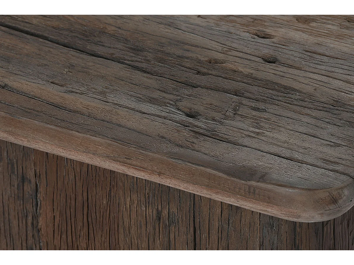 Table basse, table de salon en bois recyclé coloris marron - longueur 70 x profondeur 70 x Hauteur 39 cm