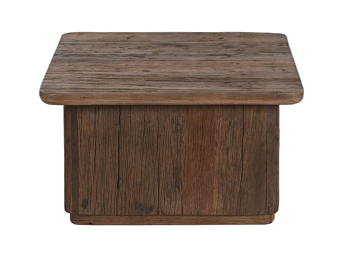 Table basse, table de salon en bois recyclé coloris marron - longueur 70 x profondeur 70 x Hauteur 39 cm