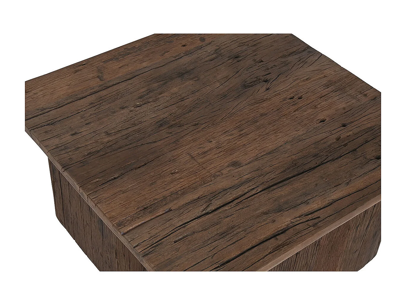 Table basse, table de salon en bois recyclé coloris marron - longueur 70 x profondeur 70 x Hauteur 39 cm