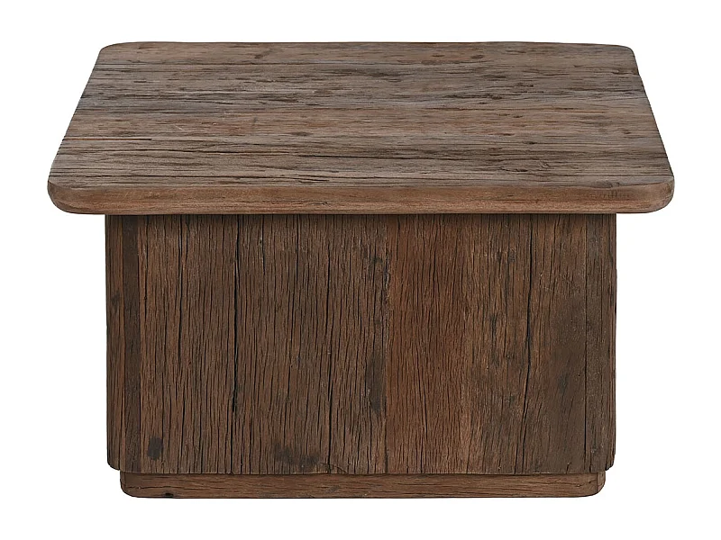 Table basse, table de salon en bois recyclé coloris marron - longueur 70 x profondeur 70 x Hauteur 39 cm