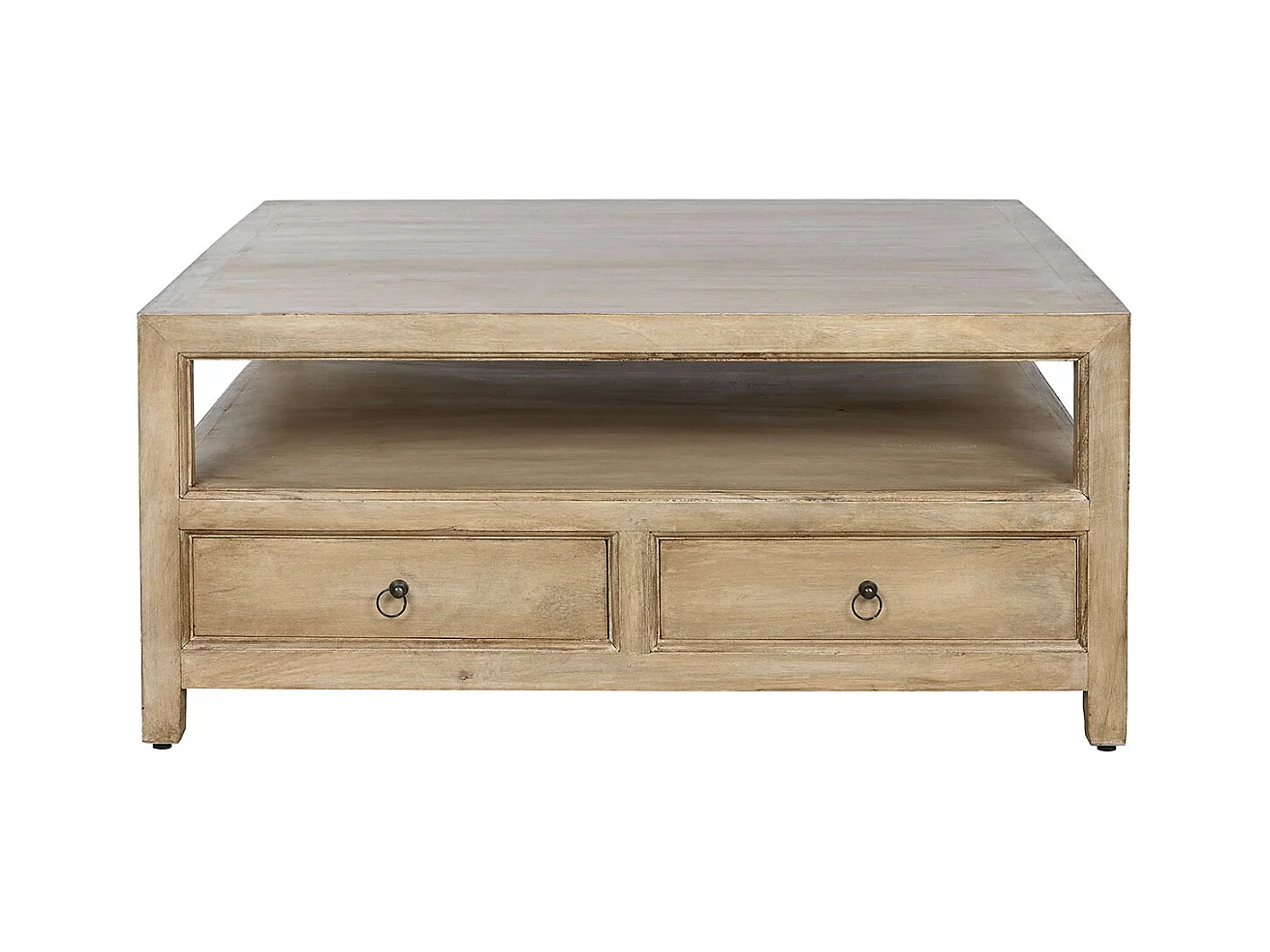 Table basse, table de salon en bois massif coloris naturel -  longueur 100 x profondeur 100 x Hauteur 45 cm