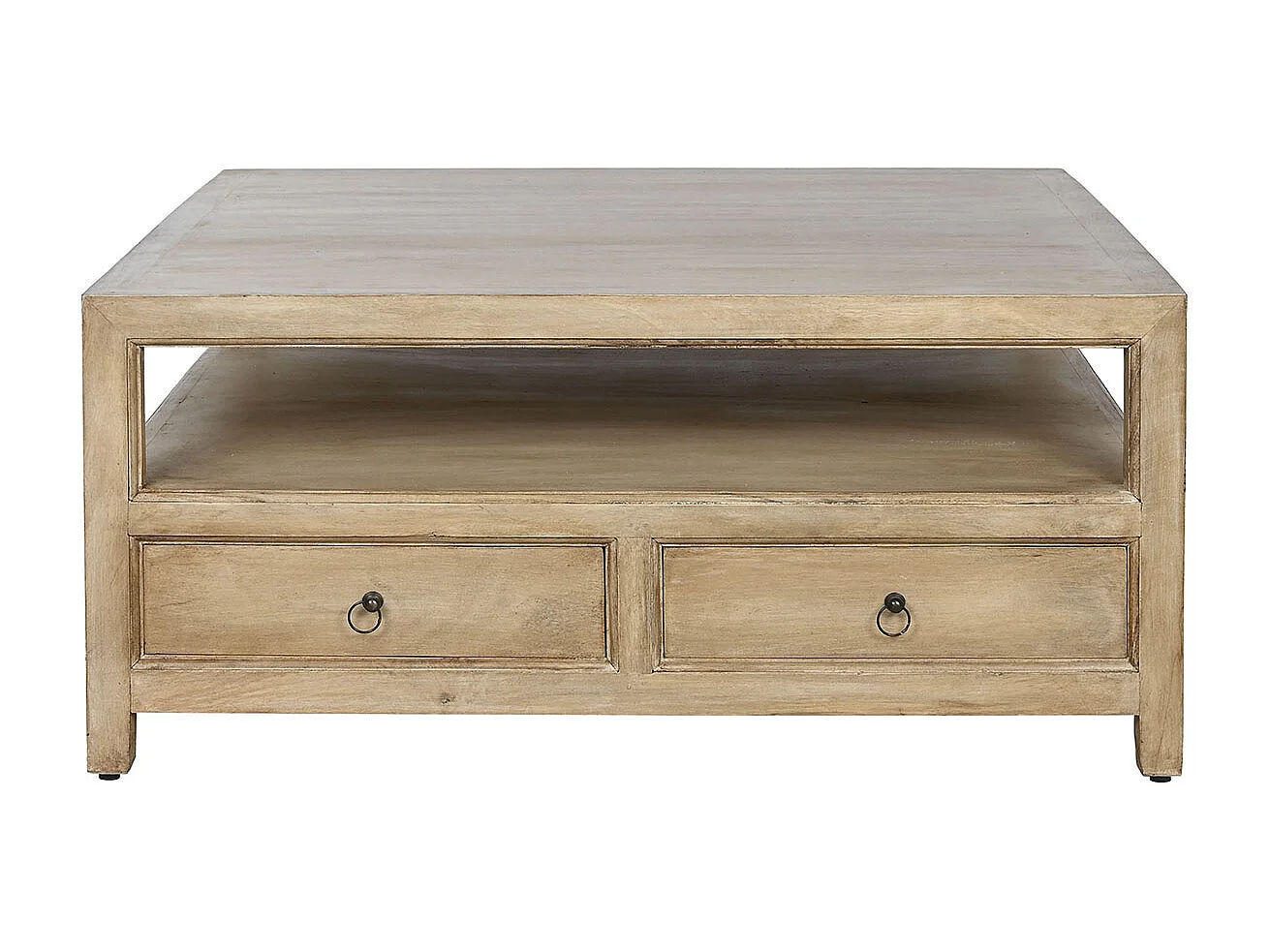 Table basse, table de salon en bois massif coloris naturel -  longueur 100 x profondeur 100 x Hauteur 45 cm