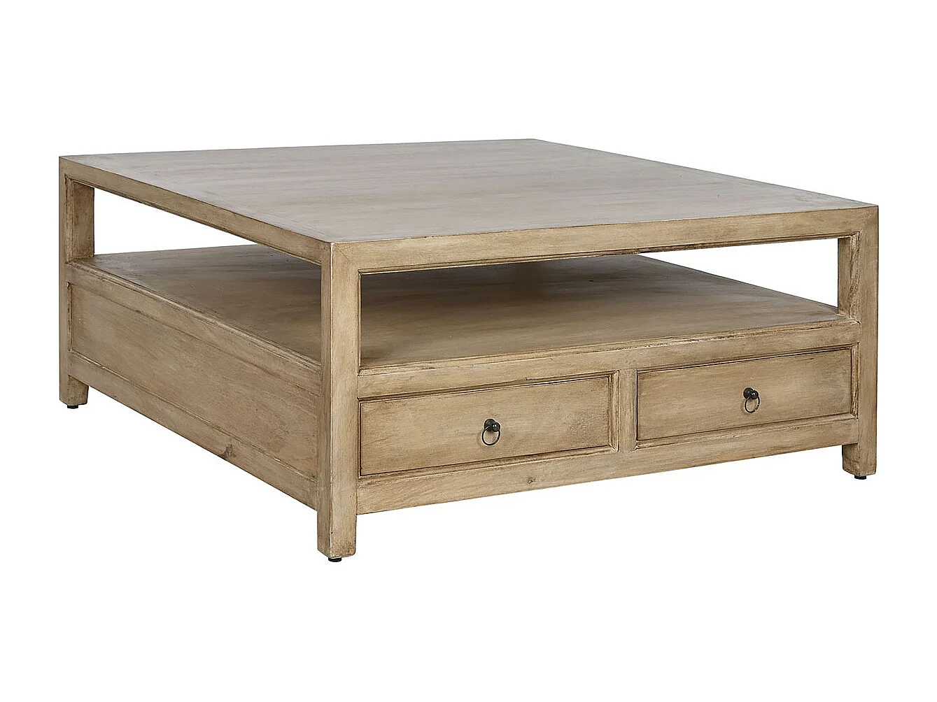Table basse, table de salon en bois massif coloris naturel -  longueur 100 x profondeur 100 x Hauteur 45 cm