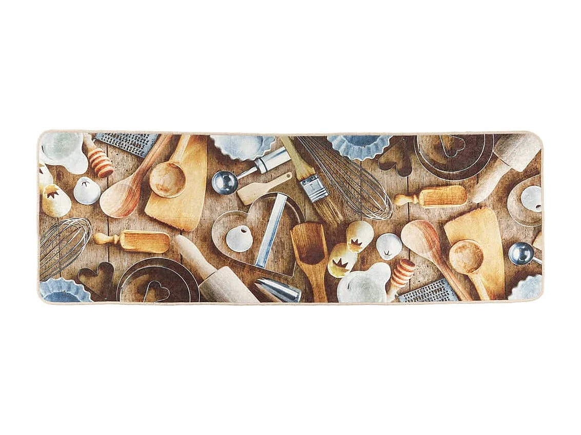 Tapete de cozinha lavável antiderrapante 60x180 cm multicor