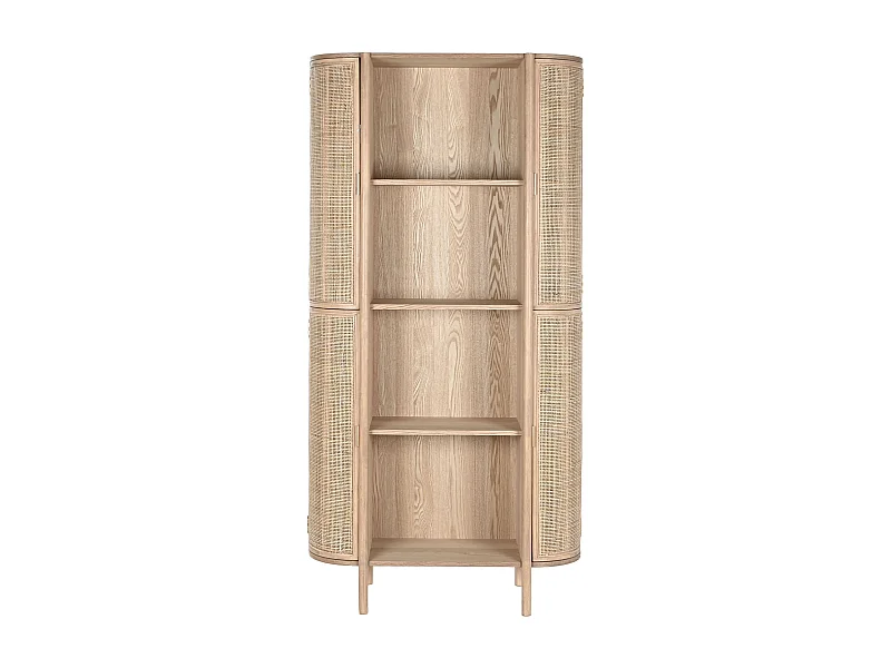 Etagère, meuble étagère en bois de rotin coloris naturel - longueur 88  x profondeur 36 x Hauteur 180 cm