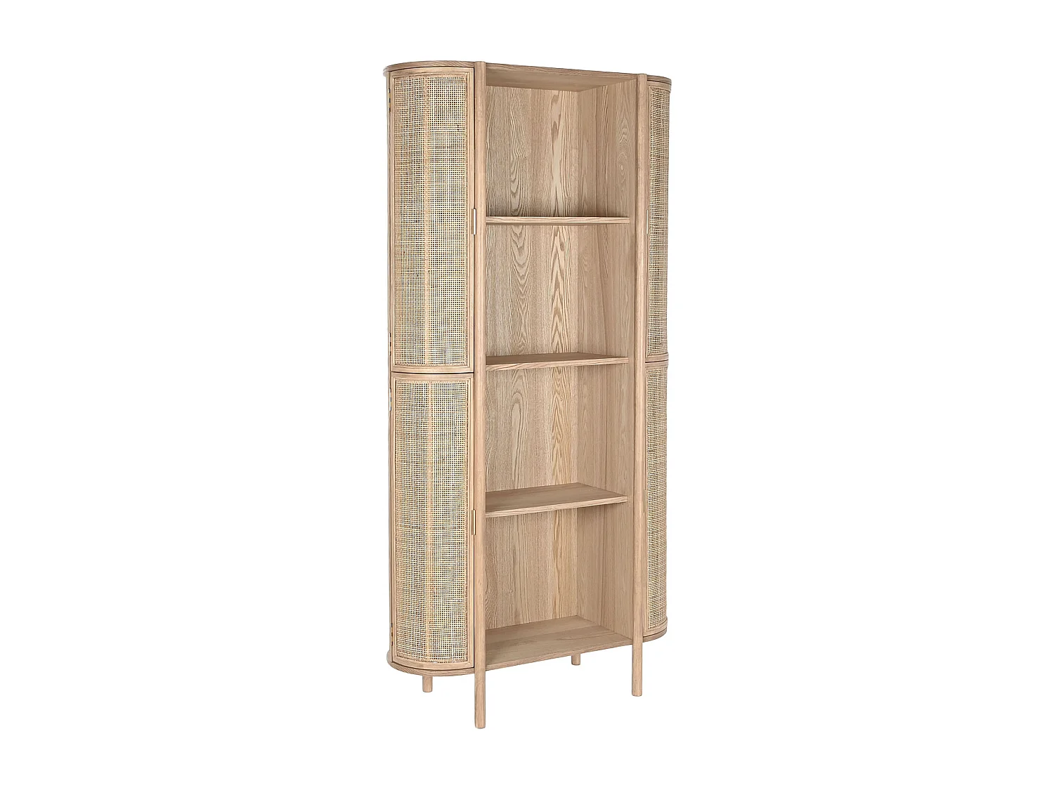 Etagère, meuble étagère en bois de rotin coloris naturel - longueur 88  x profondeur 36 x Hauteur 180 cm