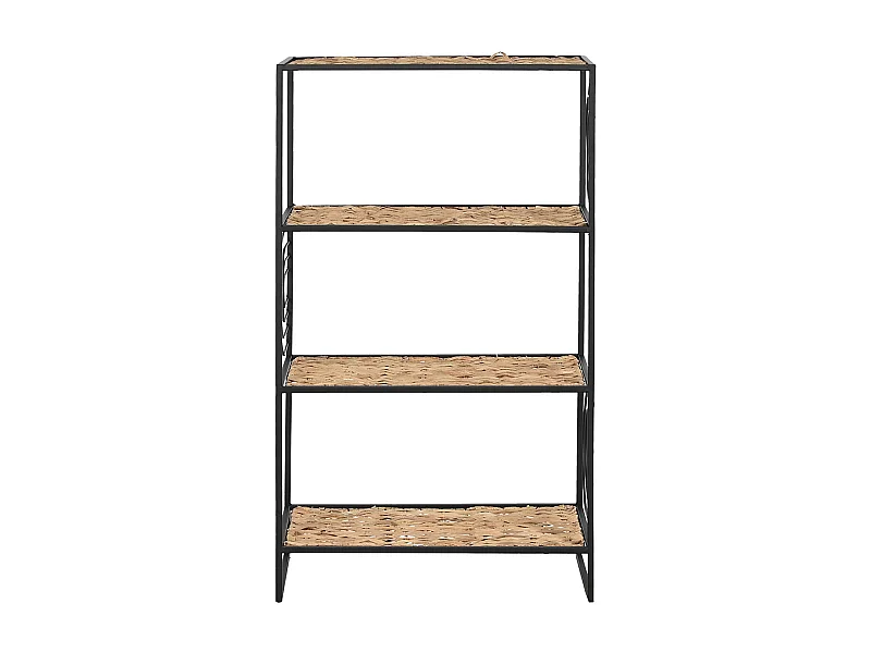 Etagère, meuble étagère en bois coloris naturel et métal noir - longueur 50 x profondeur 25 x Hauteur 88 cm