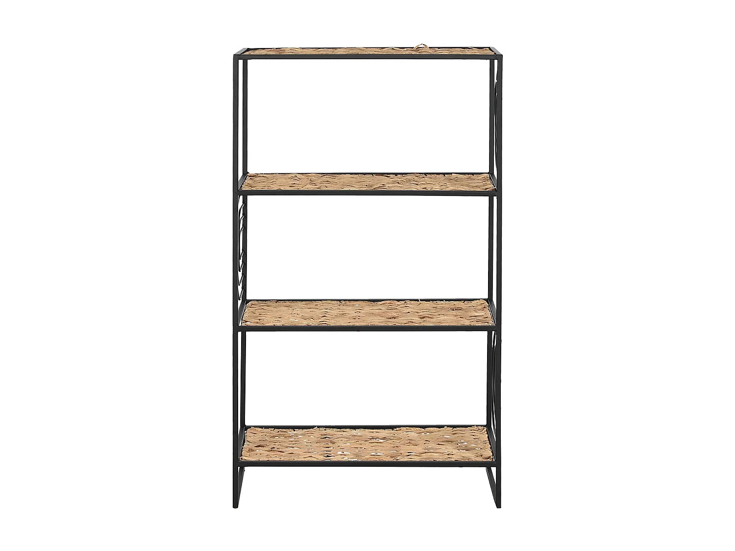 Etagère, meuble étagère en bois coloris naturel et métal noir - longueur 50 x profondeur 25 x Hauteur 88 cm