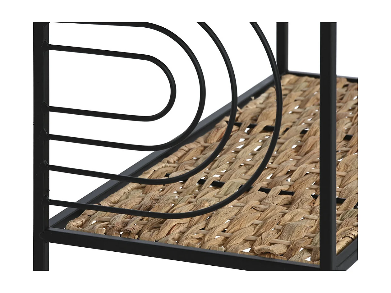 Etagère, meuble étagère en bois coloris naturel et métal noir - longueur 50 x profondeur 25 x Hauteur 88 cm