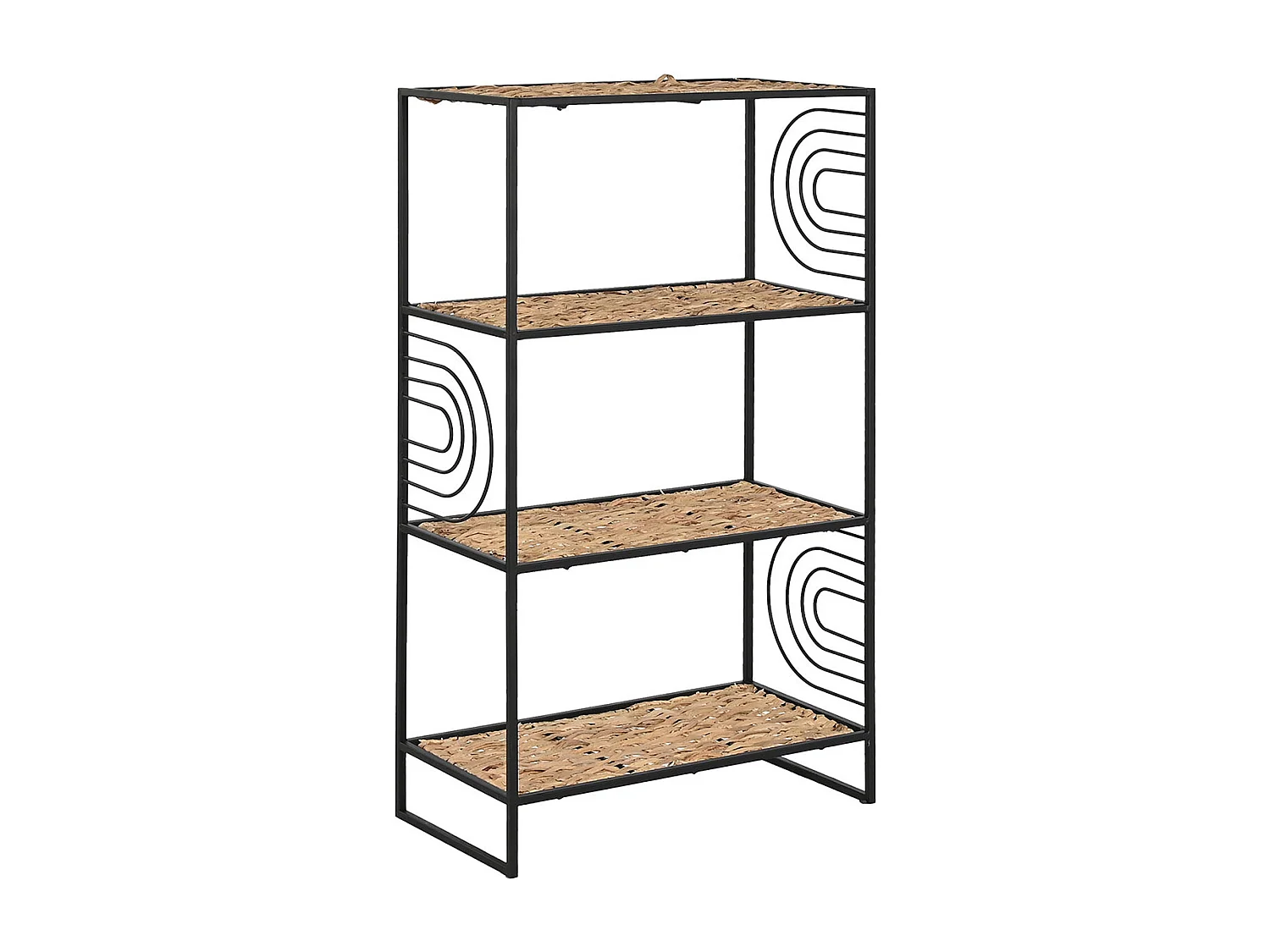 Etagère, meuble étagère en bois coloris naturel et métal noir - longueur 50 x profondeur 25 x Hauteur 88 cm