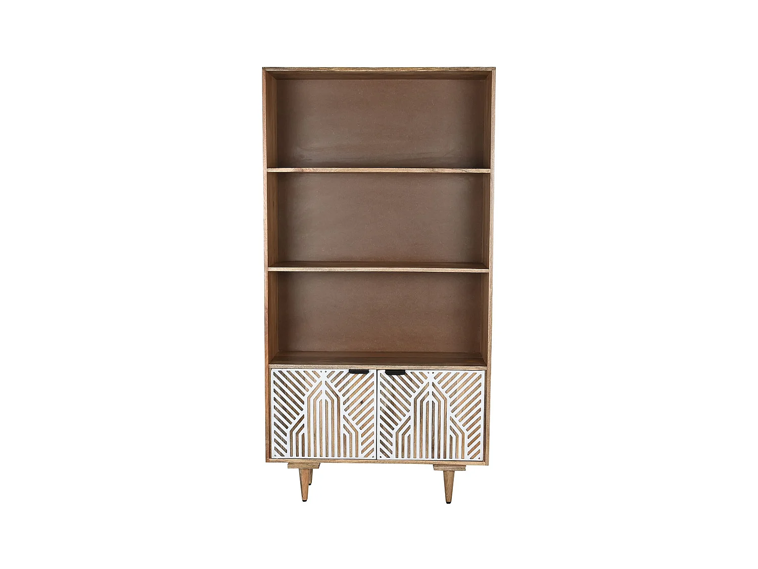 Etagère, meuble étagère en bois de manguier coloris naturel, blanc - longueur 90 x profondeur 35 x Hauteur 174 cm