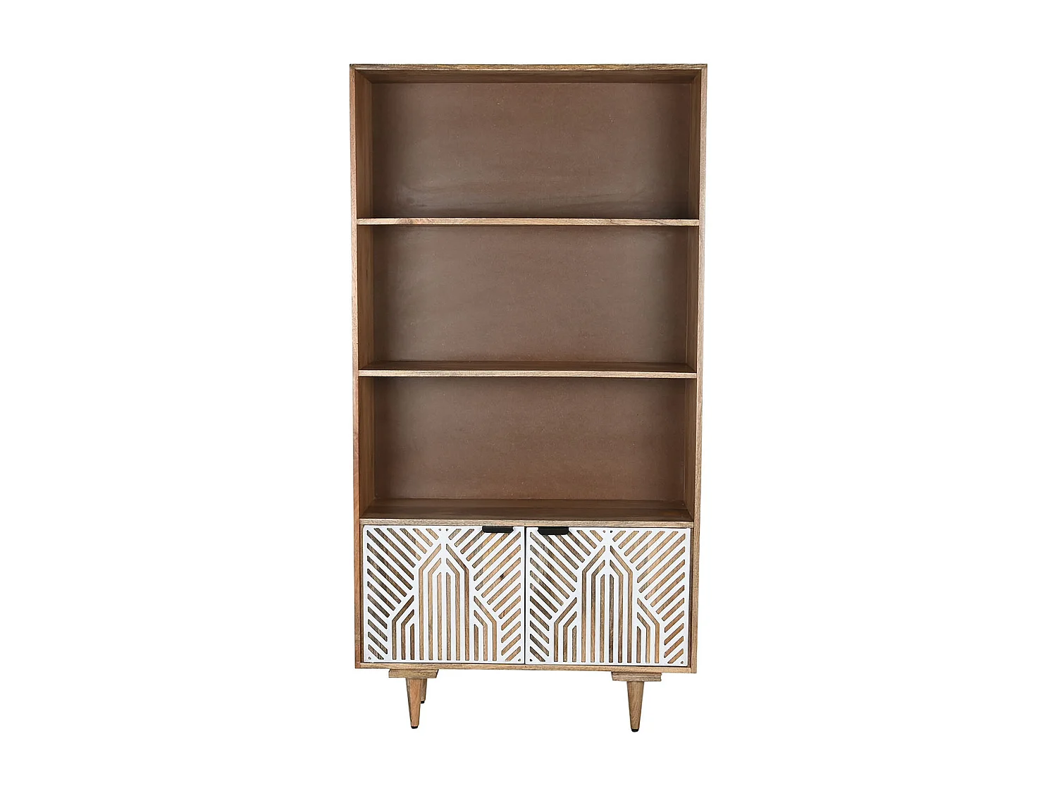 Etagère, meuble étagère en bois de manguier coloris naturel, blanc - longueur 90 x profondeur 35 x Hauteur 174 cm