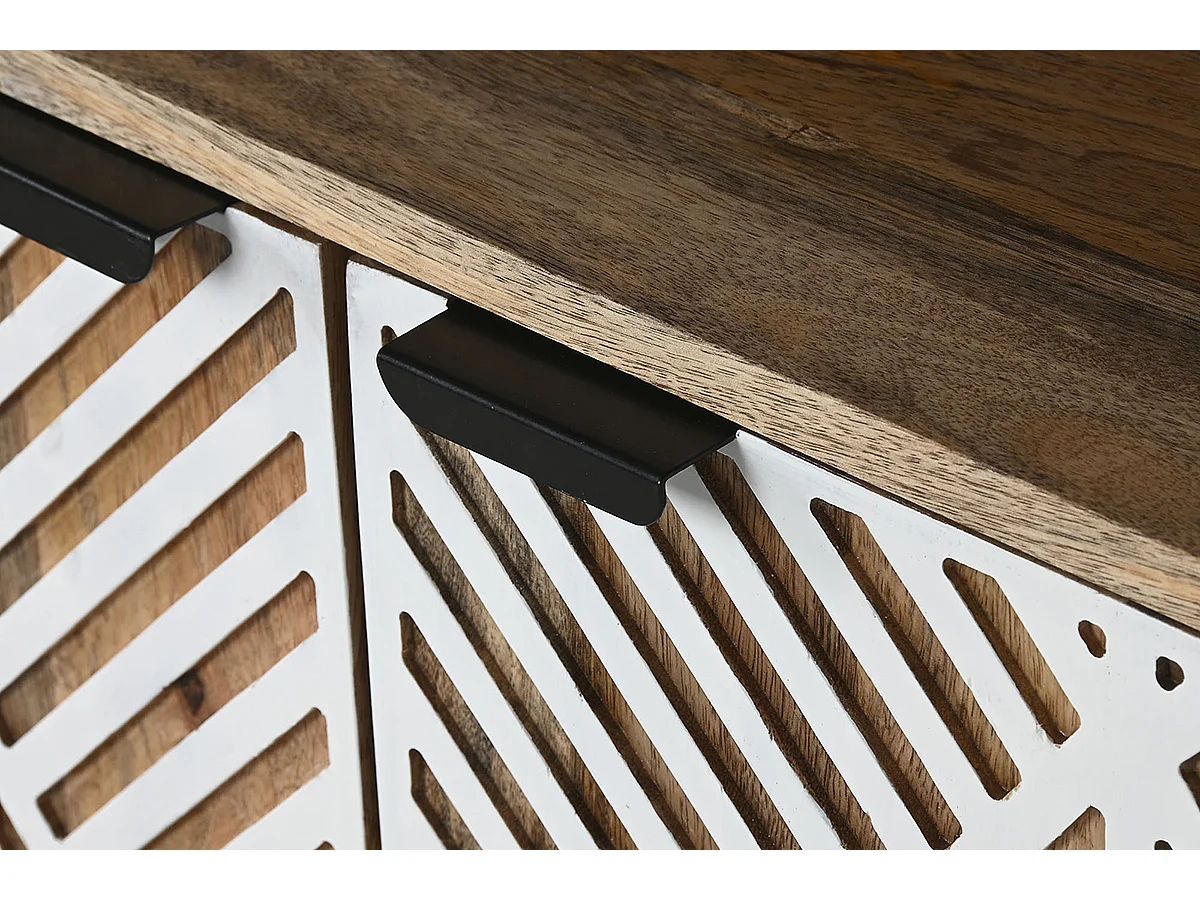 Etagère, meuble étagère en bois de manguier coloris naturel, blanc - longueur 90 x profondeur 35 x Hauteur 174 cm