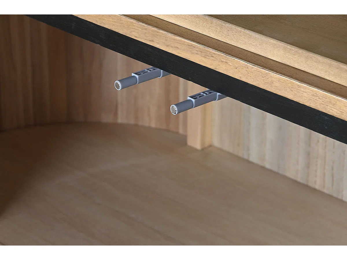 Etagère, meuble étagère en bois de paulownia coloris naturel et métal noir - longueur 110 x profondeur 39 x Hauteur 170 cm