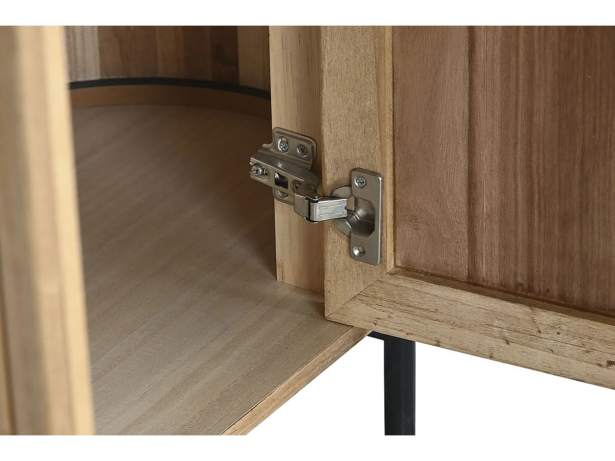 Etagère, meuble étagère en bois de paulownia coloris naturel et métal noir - longueur 110 x profondeur 39 x Hauteur 170 cm