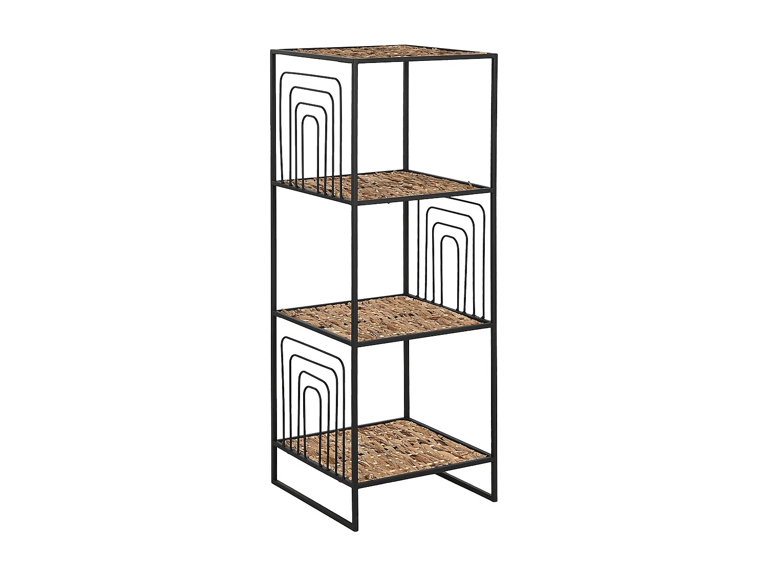 Etagère, meuble étagère en bois coloris naturel et métal noir -  longueur 35 x profondeur 35 x Hauteur 98 cm