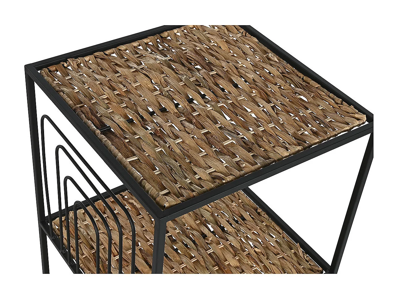 Etagère, meuble étagère en bois coloris naturel et métal noir -  longueur 35 x profondeur 35 x Hauteur 98 cm