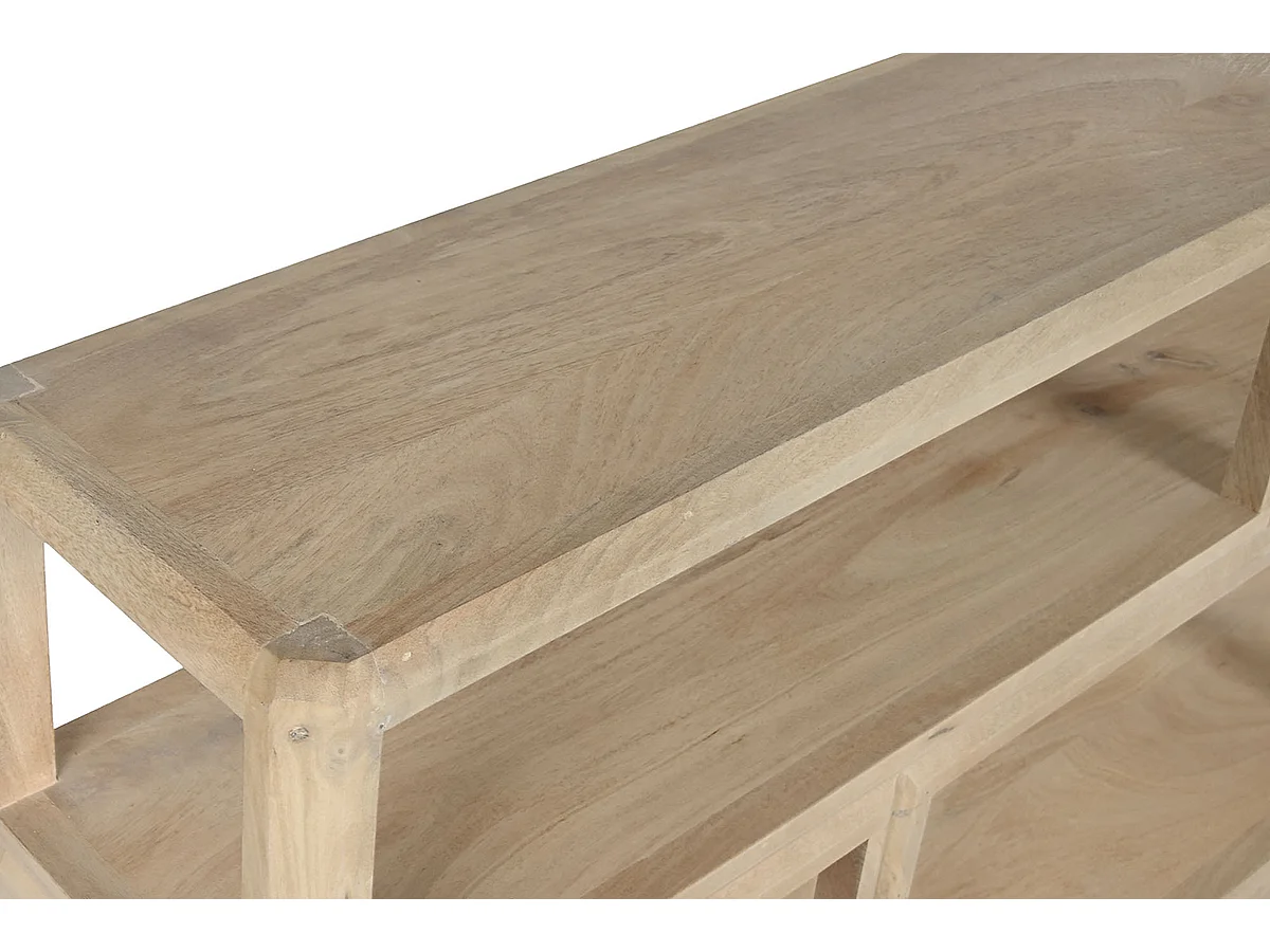 Etagère, meuble étagère en bois de manguier coloris naturel - longueur 160 x profondeur 30 x Hauteur 93 cm