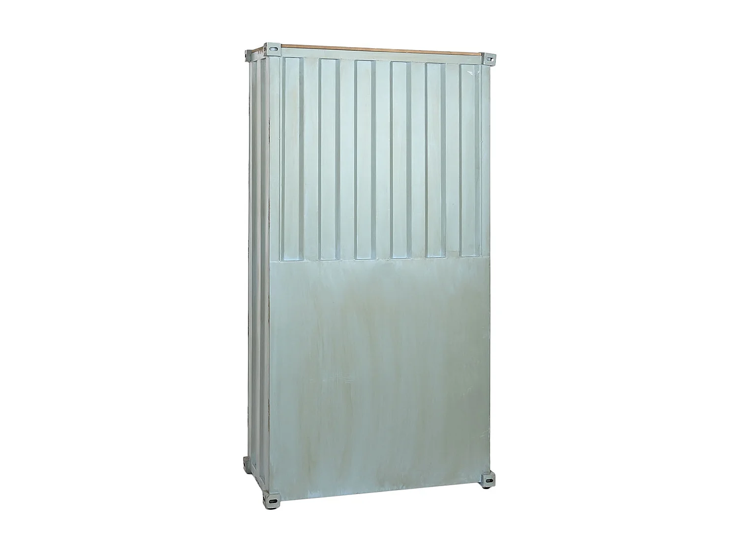 Etagère, meuble étagère en métal et bois coloris bleu -  longueur 87 x profondeur 44 x Hauteur 168 cm