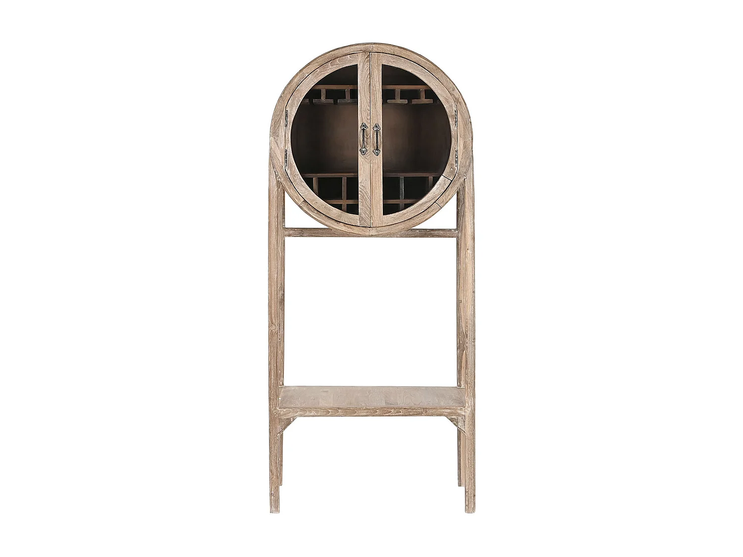 Meuble de bar, meuble de rangement en bois de teck coloris naturel - longueur 75 x profondeur 40 x Hauteur 182 cm