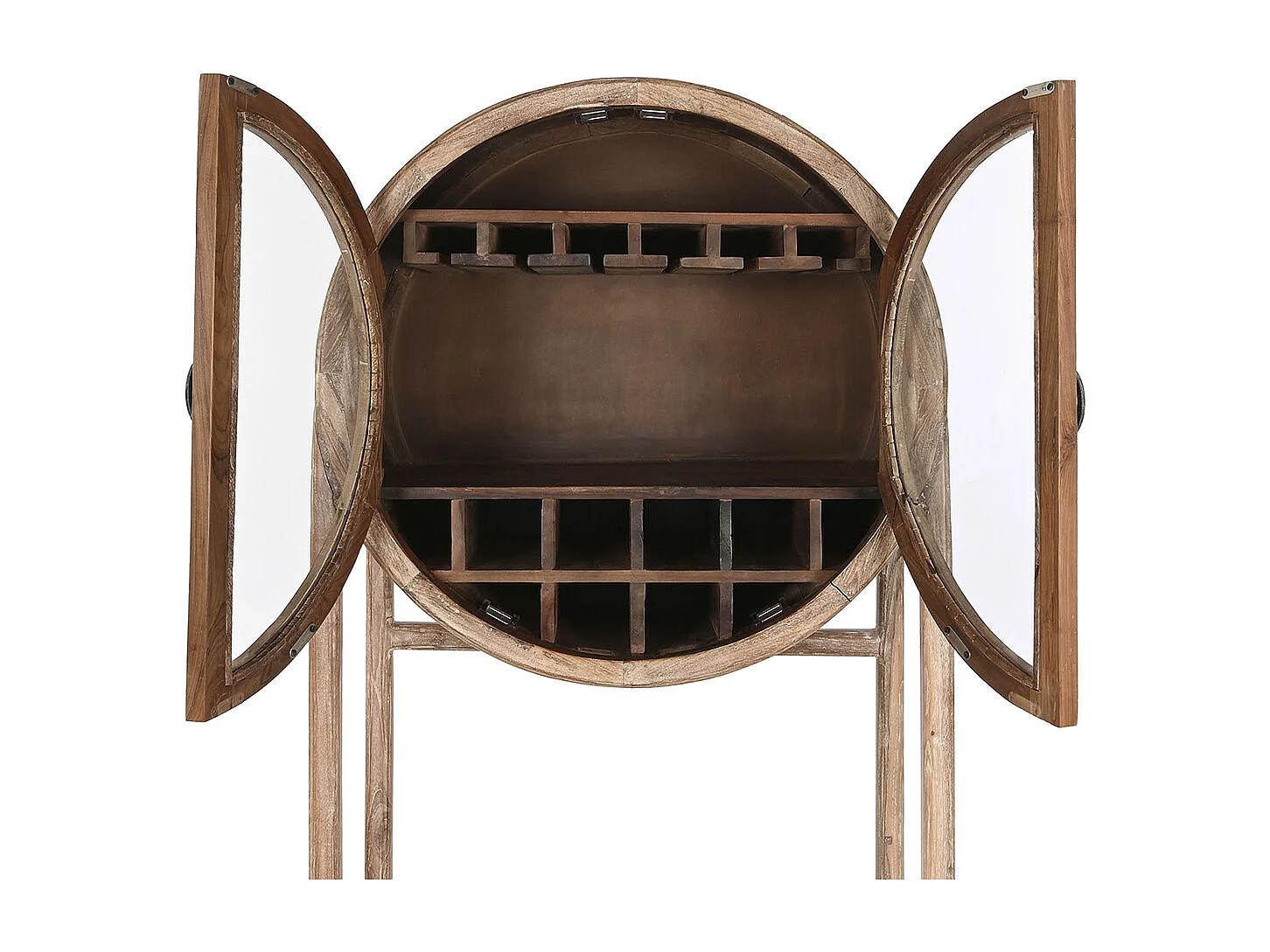 Meuble de bar, meuble de rangement en bois de teck coloris naturel - longueur 75 x profondeur 40 x Hauteur 182 cm