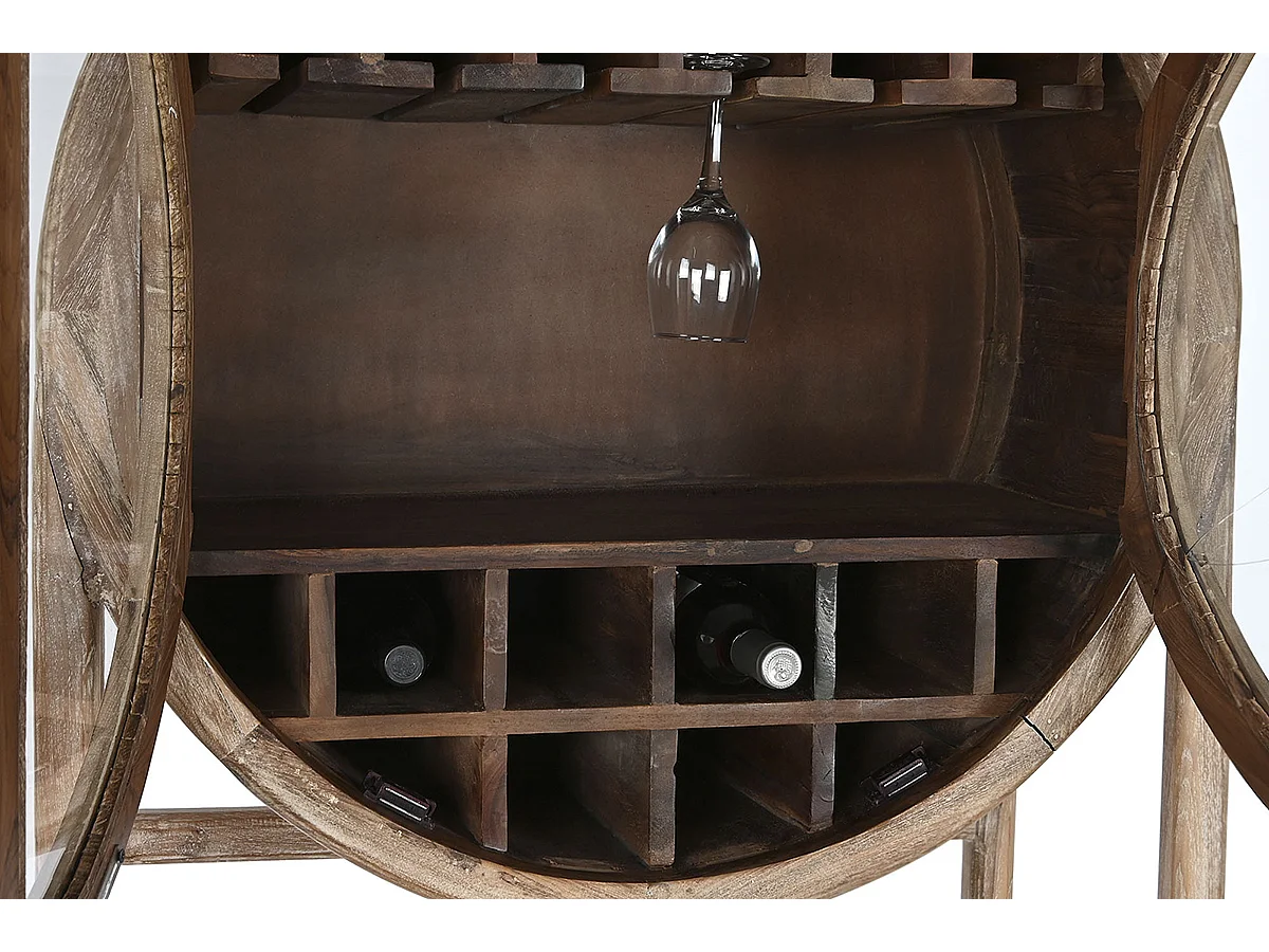 Meuble de bar, meuble de rangement en bois de teck coloris naturel - longueur 75 x profondeur 40 x Hauteur 182 cm