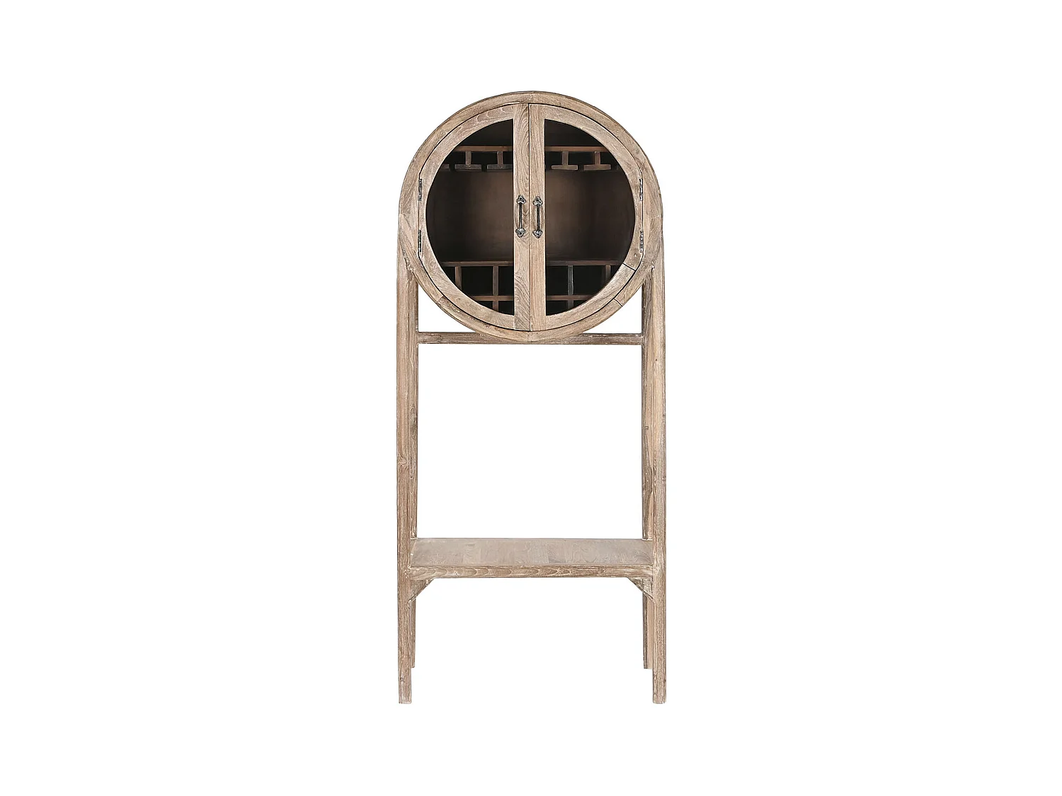 Meuble de bar, meuble de rangement en bois de teck coloris naturel - longueur 75 x profondeur 40 x Hauteur 182 cm