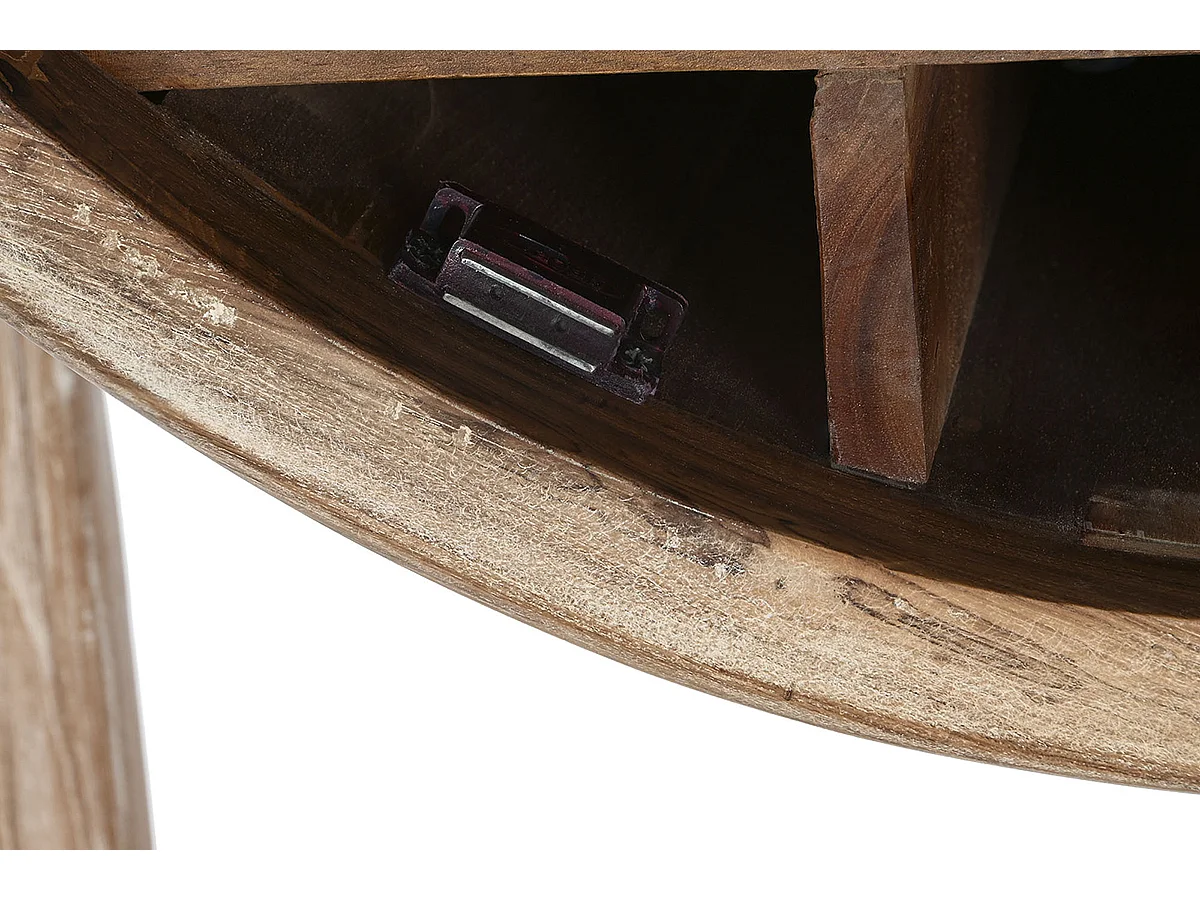 Meuble de bar, meuble de rangement en bois de teck coloris naturel - longueur 75 x profondeur 40 x Hauteur 182 cm