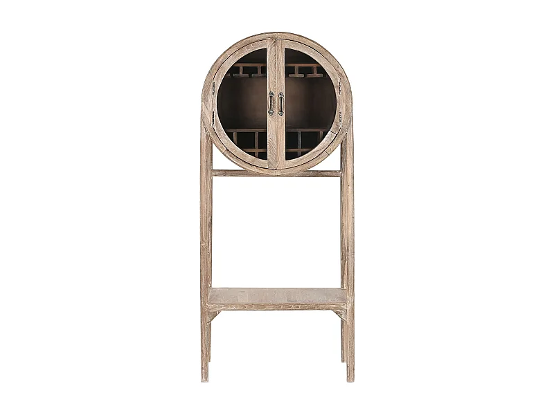 Meuble de bar, meuble de rangement en bois de teck coloris naturel - longueur 75 x profondeur 40 x Hauteur 182 cm