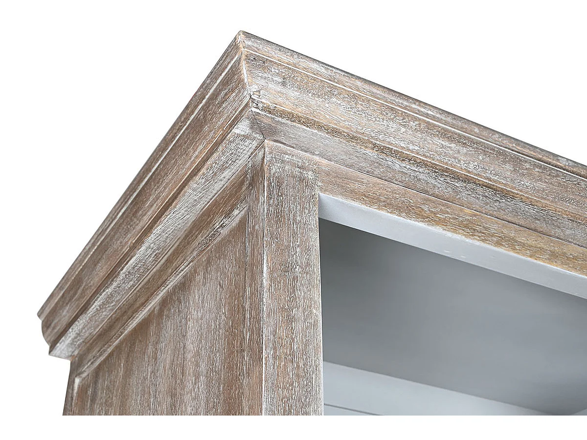 Bibliothèque, étagère en bois de manguier coloris naturel, gris - longueur 220 x profondeur 45 x Hauteur 230 cm