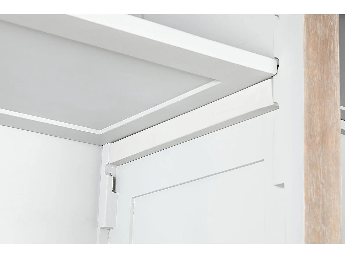 Bibliothèque, étagère en bois de manguier coloris naturel, gris - longueur 220 x profondeur 45 x Hauteur 230 cm