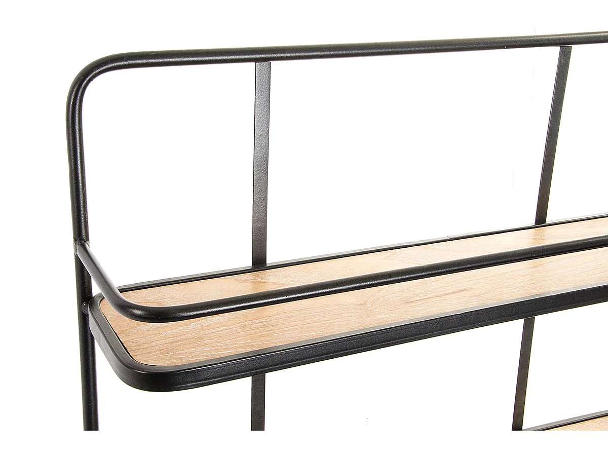 Etagère, meuble étagère murale en bois coloris naturel et métal noir -  longueur 51 x profondeur 13 x Hauteur 61 cm