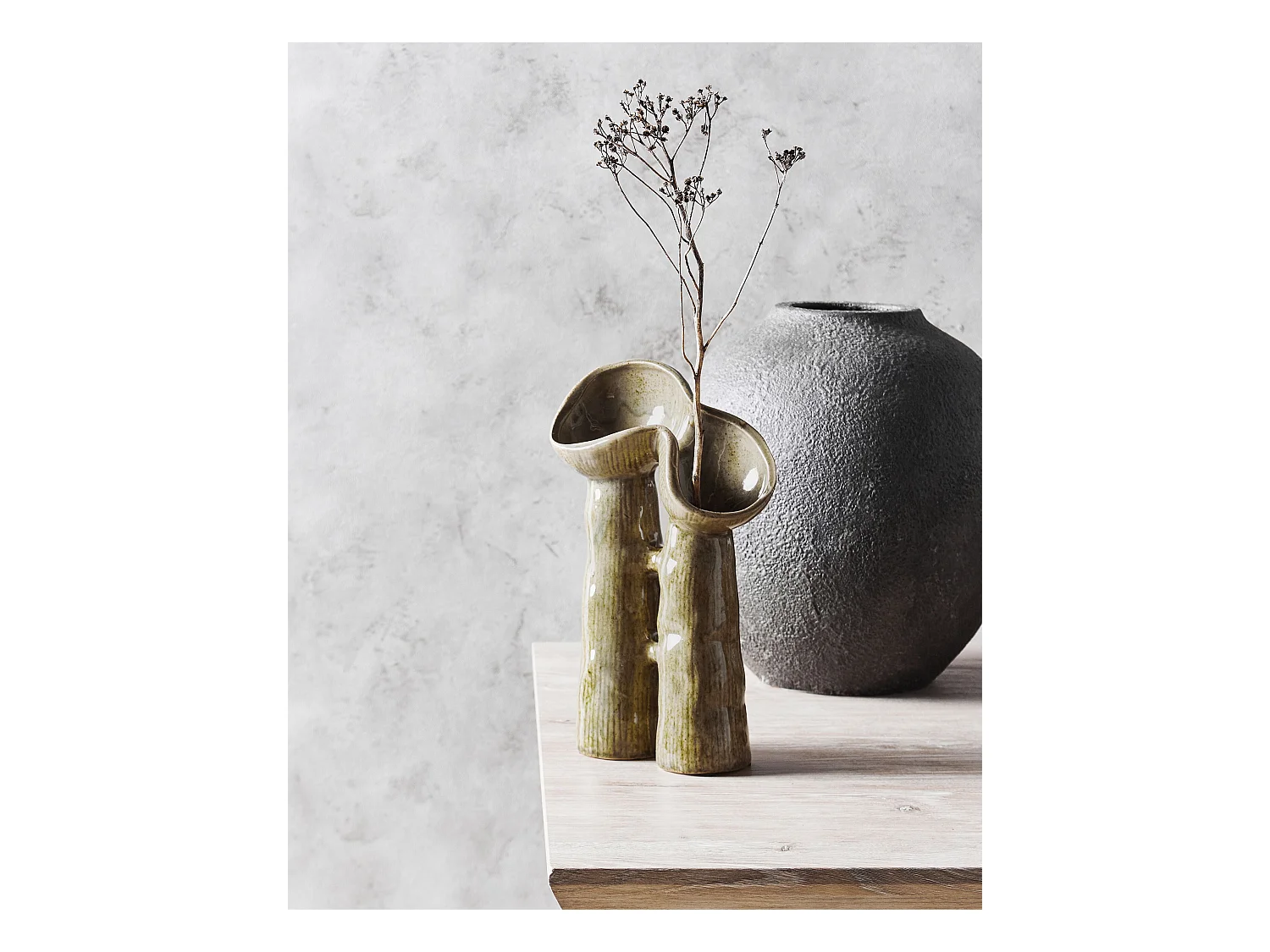 Jarrón para flores WATERPOPPY Gres 28 cm Verde