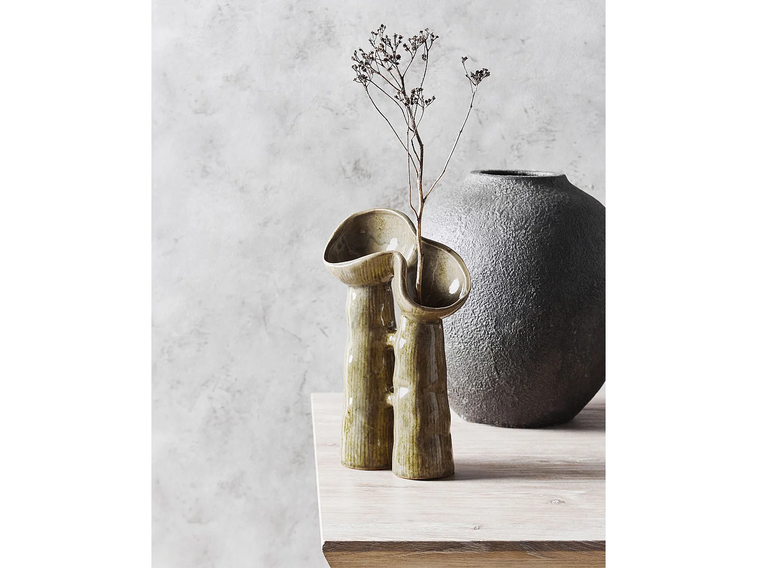 Vase à fleurs WATERPOPPY Grès 28 cm Vert